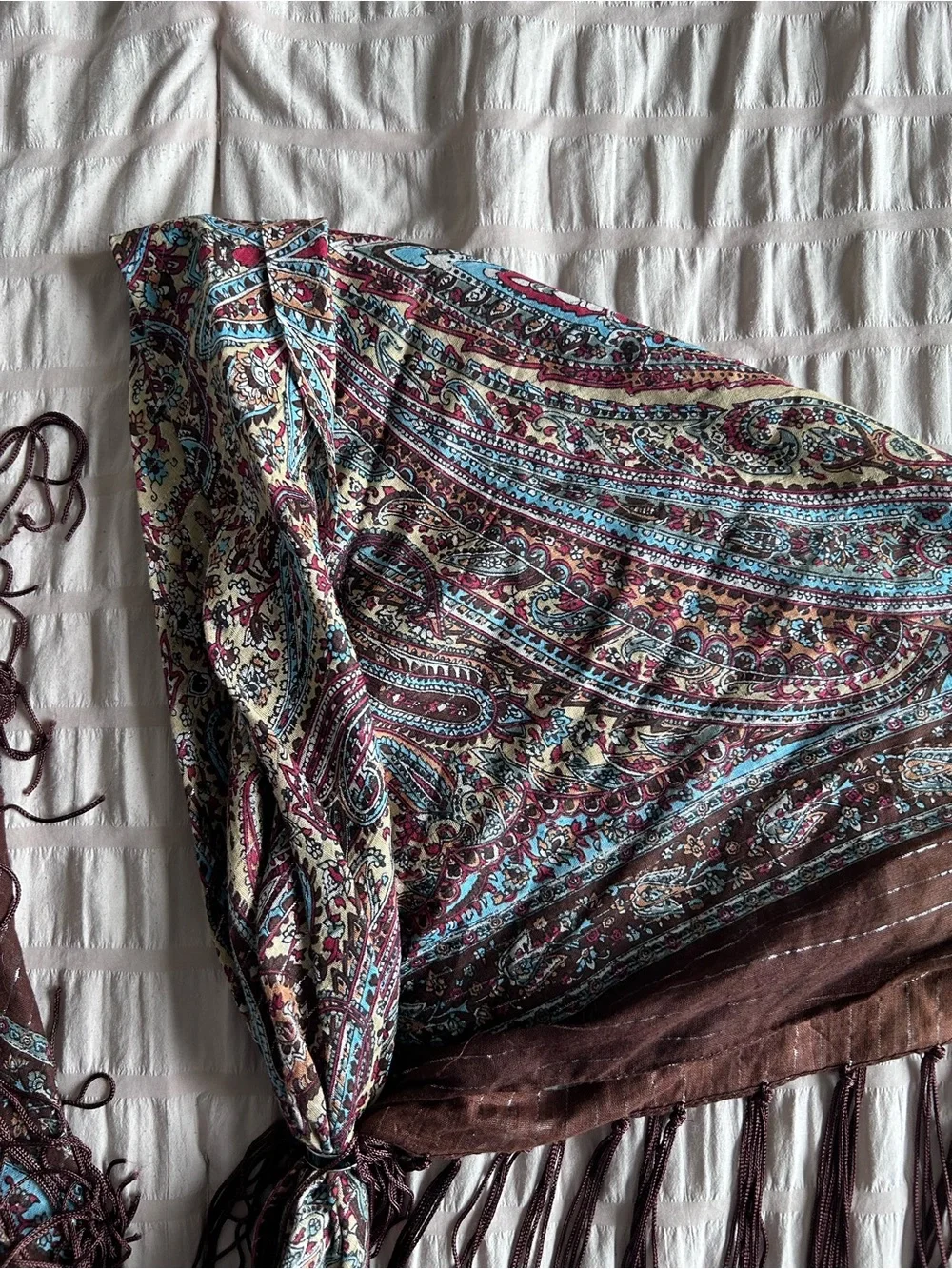 Boho Paisley Fringe Bandana Style Head/Hair Scarf (OS)